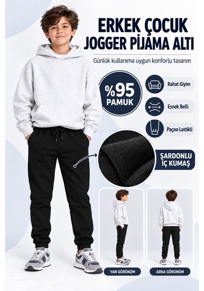 Ahengim Erkek Çocuk Jogger Eşofman Altı Siyah Lacivert Bej Gri Ak55010