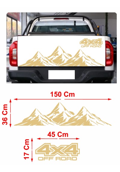 4x4 Ve Dağ Sticker - Off Road 4x4 Dağ Araba Oto Kamyonet Araba Cam Arka Bagaj Oto Sticker - 00124 150x36cm 45x17cm