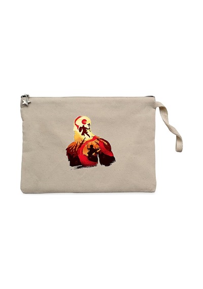 God of War Kratos Siluet Krem Clutch Astarlı Cüzdan / El Çantası Krem