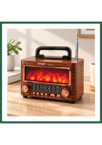 Bezos Şömineli Retro Radyo Bluetooth Hoparlör - Am/fm/sw Usb/type-c Şarjlı Bzs01