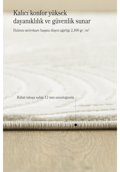 Modern Salon Halısı Oturma Odası Halısı Yolluk Krem Halı Hav Toz Vermez Kolay Temizlenebilir Halı Krem