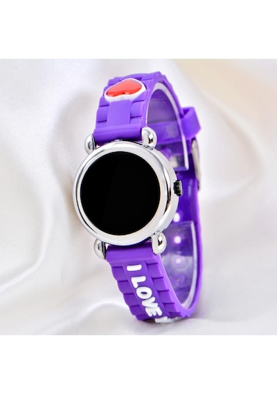 Mor Silikon Kordon 04-09 Yaş Takvimli Şirin Led Ekran Küçük Çocuk Kol Saat St-304156