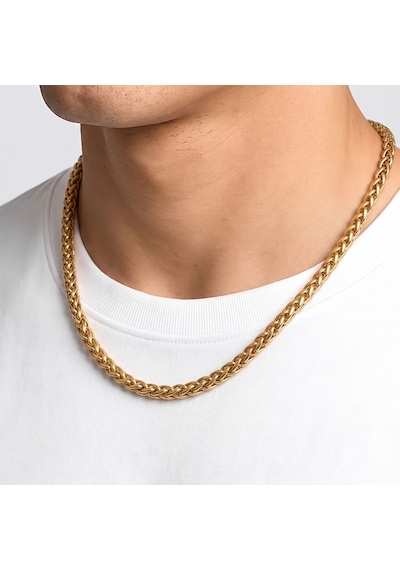 Premium Parlak Ve Şık Hasır Örgü Erkek Çelik Kolye 6mm 55cm 3183eck018 - Gold Renk Altın