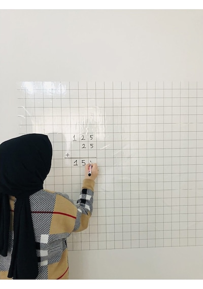 Kareli Şeffaf Tahta Akıllı Kağıt Tahta Yazı Tahtası 120X100 Cm Ka
