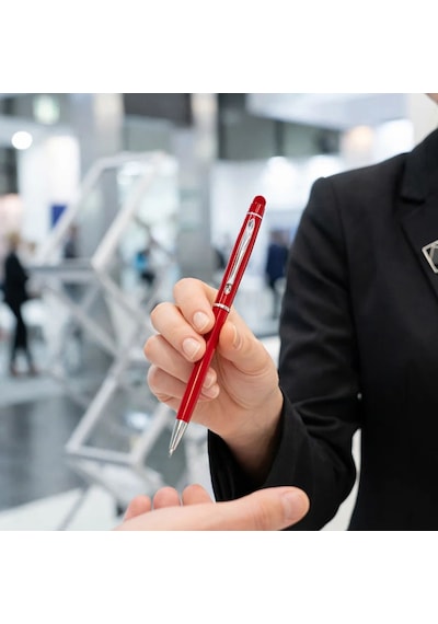 Bk Kurumsal Promosyon 1022 Metal Kırmızı Touchpen Kalem 10 Adet Lazer Baskılı Logolu Tükenmez Kalem