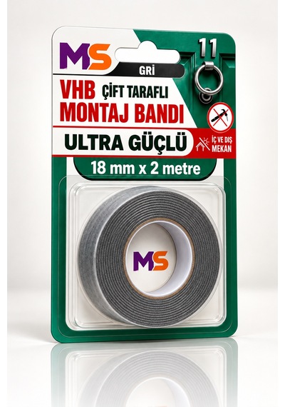 Vhb Çift Taraflı Ultra Güçlü Gri 18 Mm X 2 Metre  Bandı Bantları Metal Araç Ayna Plastik Bantı Diğer