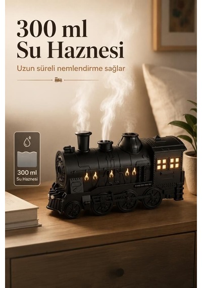 Premium Gece Lambası Ferahlatıcı Sunum Hava Nemlendiricisi Led Işıklı 300 Ml H21 Siyah