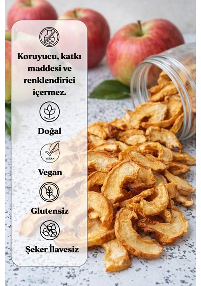 %100 Natural Air-dried Elma Kurusu, Katkısız Koruyucusuz Sağlıkli Atıştırmalık 100g