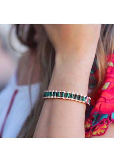 Peridot Taşlı Rose Gold Kaplama Gümüş Bileklik Gümüş