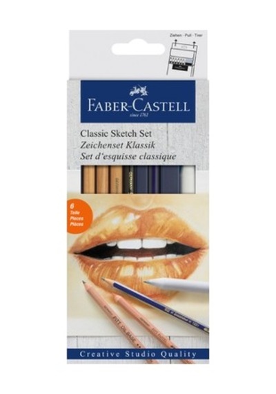 6 Parça Goldfaber 2b Kalem Ve Pitt Monochrome İle Klasik Çizim Seti