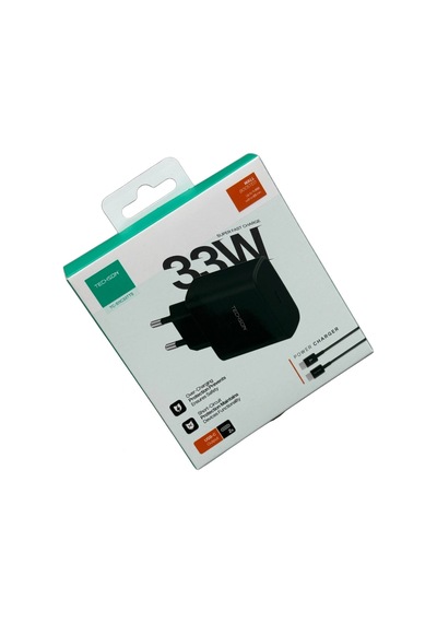Techson 33w Type-c Adaptör + Kablo Şarj Cihazı Siyah S11c33tts