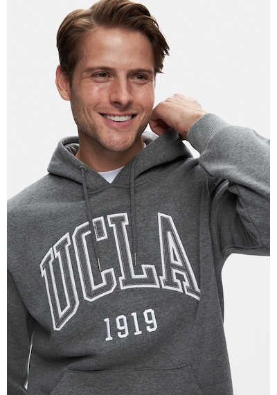Ucla Jepsen Koyu Gri Kapüşonlu Nakışlı Standard Fit Erkek Sweatshirt Koyu Gri