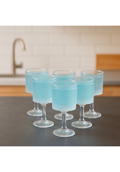 6 Lı Cam Ayaklı Kahve Yanı Su Bardağı Bardak 85ml