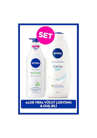 Creme Soft Duş Jeli 750ml Ve Aloe Vera Derinlemesine Nemlendirici Vücut Losyonu 400ml