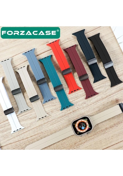 Forzacase Apple Uyumlu  Watch 10 Series 46mm İle Manyetik Tokalı Silikon Kordon Kayış - Fc272 Lacivert