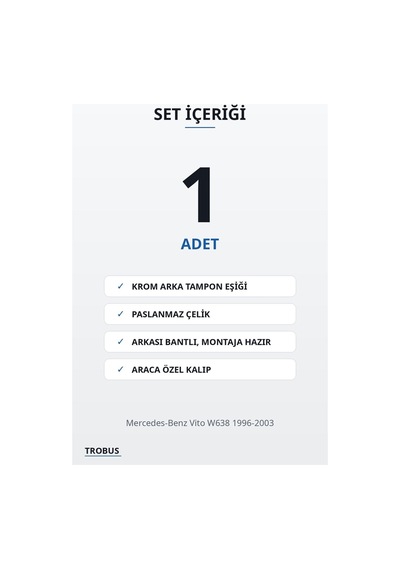 Mercedes-benz Vito W638 1996-2003 Uyumlu Krom Arka Tampon Eşiği Paslanmaz Çelik Taşlı
