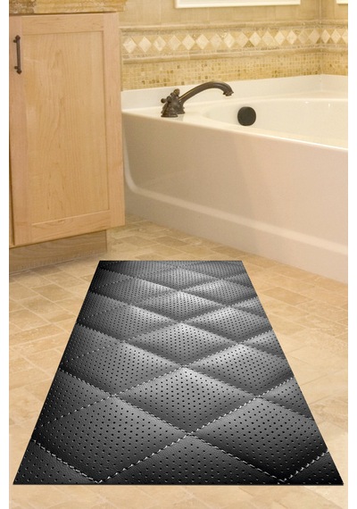 Kaymaz Dijital Mutfak & Salon Halı Trend Geometrik E5013 Siyah