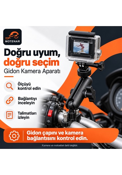 Motenar Gidon Bağlantılı Aksiyon Kamera Aparatı 360 Siyah