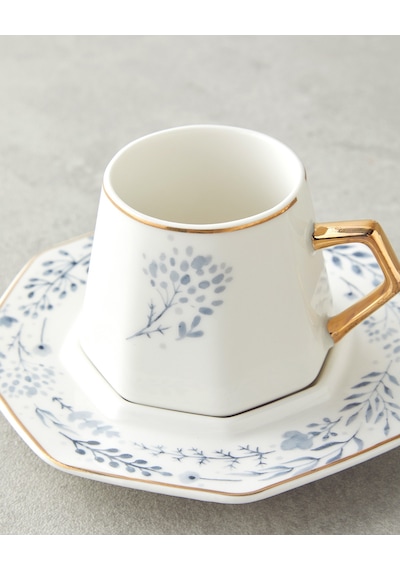 English Home Dreampetal New Bone China 12 Parça 6 Kişilik Kahve Fincan Takımı 80 Ml Mavi Mavi