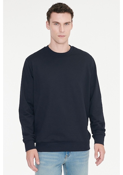 AC&Co / Altınyıldız Classics Standart Fit Normal Kesim Pamuk Bisiklet Yaka Erkek Sweatshirt Lacivert