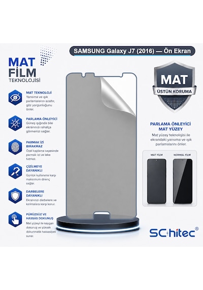 Schitec Samsung Galaxy Uyumlu J7 2016 Mat Hidrojel Ekran Koruyucu Film