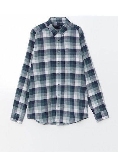 Lcwaıkıkı Classic Yeşil Regular Fit Uzun Kollu Ekose Poplin Erkek Gömlek