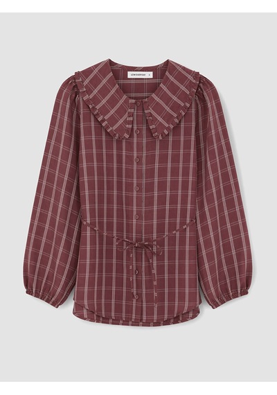 Lcw Everyday Bordo Ekose Modal Karışımlı Kadın Gömlek Tunik