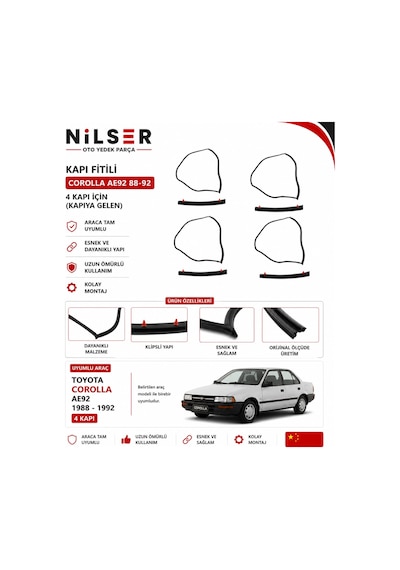 Toyota Corolla Ae92 Kapı Fitil Takım Kapıya Gelen 1988-1992