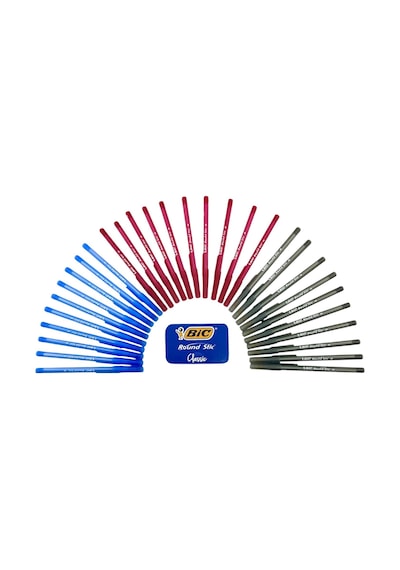 Sırımsı Bic Round Stic Tükenmez Kalem Karışık 3 Renk 30 Adet Çok Renkli