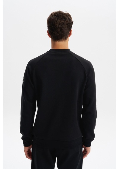 AR-MA Arma Erkek Slim Fit Scuba Interlok Bisiklet Yaka Sweatshirt Ön Sol Fermuarlı Cepli, Sol Kolda Etiketli K30124685402 Siyah