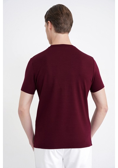 Efor Comfort Fit Bisiklet Yaka %97 Esnek Pamuklu Bordo Tişört Ts 885