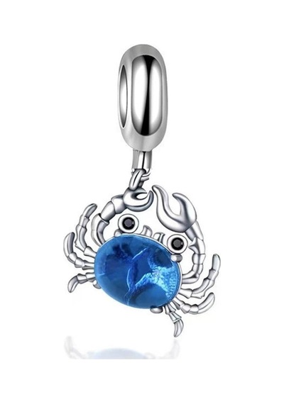 Sallantılı Yengeç Charm / Asafaccessory / Gümüş Kaplama Mavi