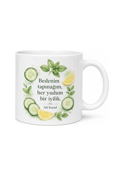 Detoks Suyu Sağlıklı Yaşam Tutkunu Kupa Bardak Özel Tasarım Hediye Beyaz / Çok Renkli