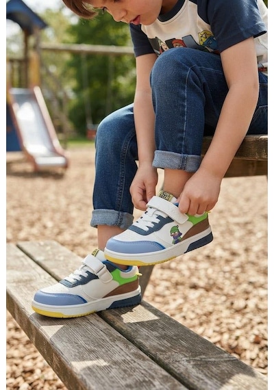 Fort Cool Starex Rahat Esnek Sneaker Erkek Çocuk Spor Ayakkabı Beyaz - Mavi