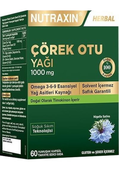 Nutraxin Çörek Otu Yağı 1000mg 60 Kapsül