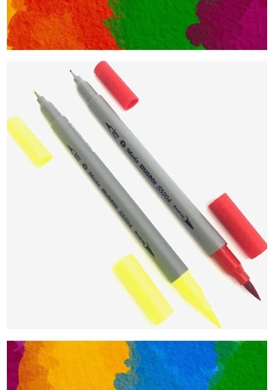 Brushpen Çift Taraflı Keçeli Kalem 24 Lü Çift Uçlu Gnsrkfaz3092