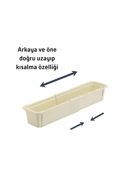 Ayarlanabilir Kayar Kızaklı Mini Çekmece Organizeri Uzuayıp Kısalan Konsül Masa Üstü Dzenleyici Krem, 3 Numara Açık Bej