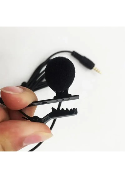 Öğretim 1.5 M Mini Yaka Mikrofonu Tip C Metal Klip Yaka Mikrofonu 3.5mm Black 1.5m