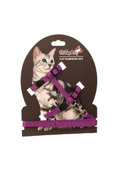 Pettagart Ayarlanabilir Kedi Göğüs Tasma Seti Mor 10 Mm 110 Cm