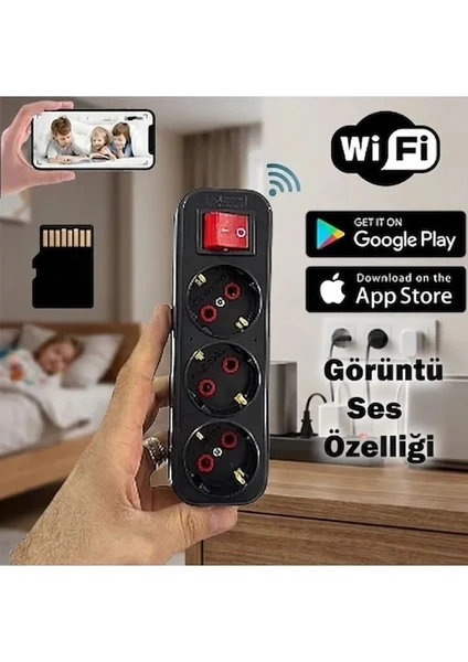Kablosuz Siyah Mini Piriz Casus Gizli Wifi 1080p Hd Kamera