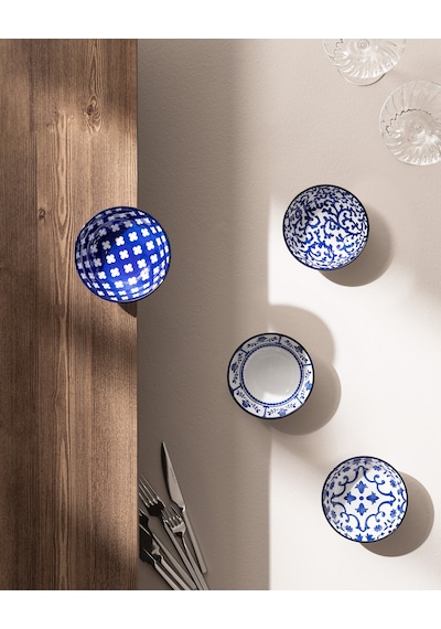 Reve Bleu Seren Kase Seti - Mavi/beyaz - 12 Cm 8684427358672 Çok Renkli