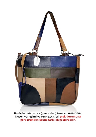 Westbag Hakiki Deri Kol Omuz Askılı Çapraz Postacı Çok Gözlü Çanta Koyu Çok Renkli