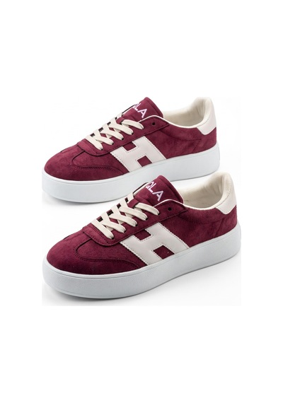 V.S.H Velvet Kadın Yüksek Tabanlı Bordo Sneaker Spor Ayakkabı Terra -2516