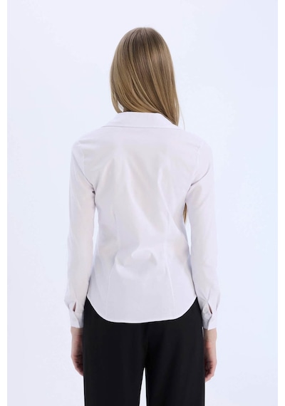Defacto Regular Fit Basic Düz Bengalin Beyaz Kadın Gömlek I5278az/wt36 Beyaz