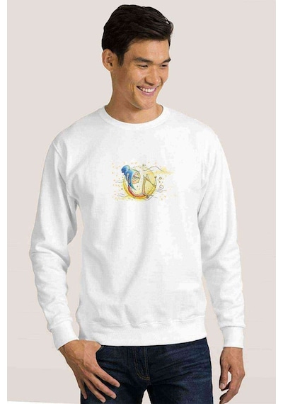 Meia Ponta On Behance Baskılı Beyaz Erkek Örme Sweatshirt