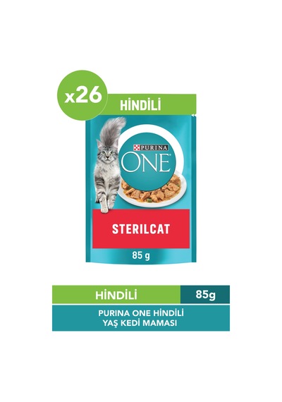 Purına One Sterilcat Hindi ve Yeşil Fasulyeli Kısırlaştırılmış Kedi Maması 26 x 85 G