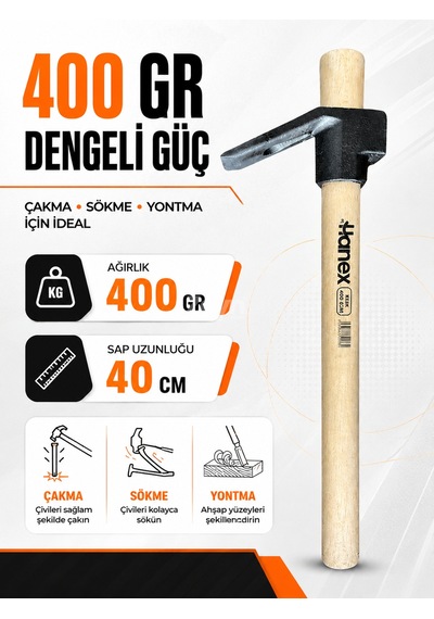 Keser 400 Gr 40 Cm Ahşap Saplı Çivi Çakma Sökme Ve Ahşap Yontma Keseri