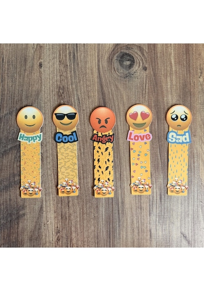 5 Adet Emoji Kitap Ayracı 15 Cm