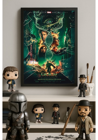 Hulk Siyah Ahşap Çerçeveli Poster, Dekoratif Film Duvar Tablosu