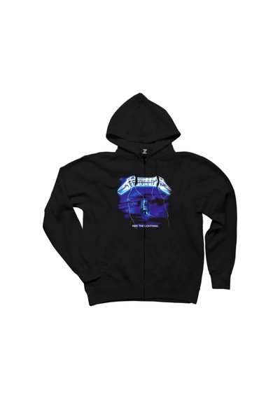Metallica Ride The Lightning Siyah Fermuarlı Kapşonlu Sweatshirt Siyah